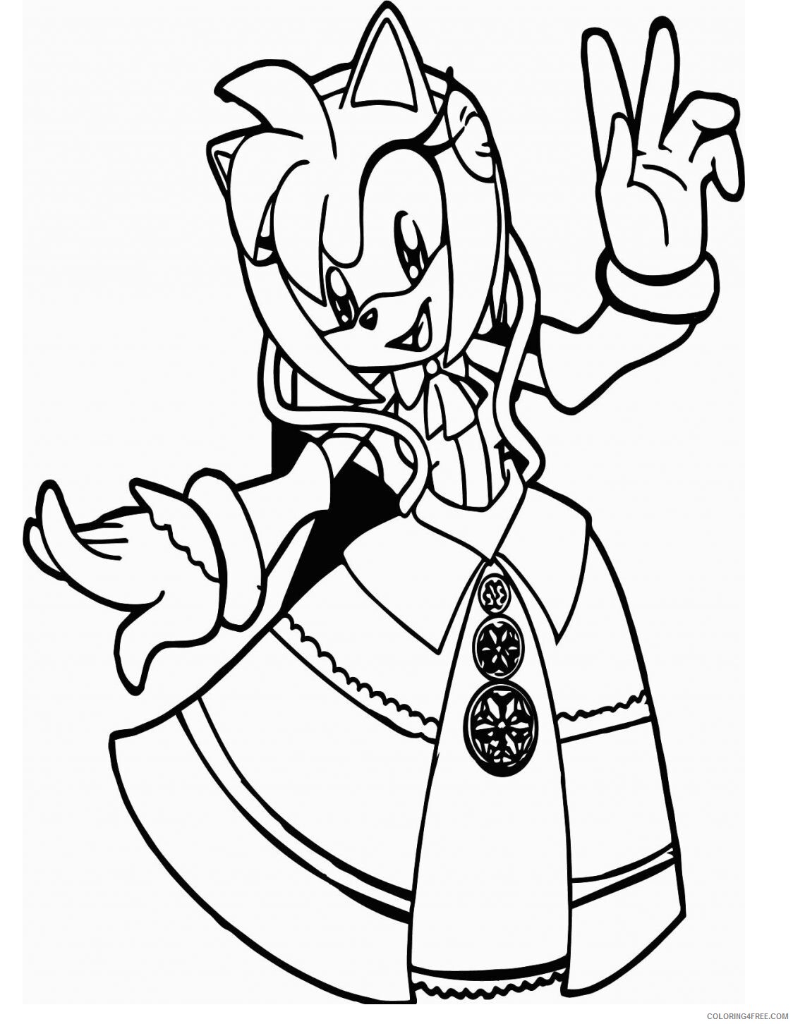 Amy Sonic Coloring Pages Printable Sheets Beautiful Amy Rose Wearing Dress 2021 a 5634 Coloring4free