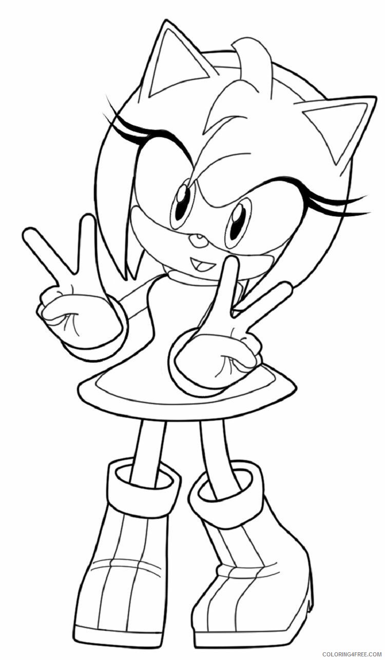 Amy Sonic Coloring Pages Printable Sheets Sonic Amy in 2021 a 5653 Coloring4free