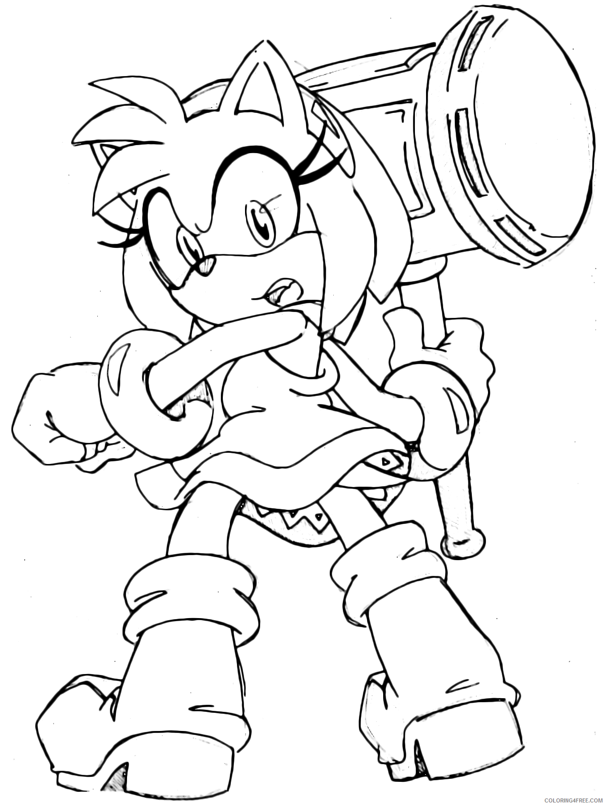 Amy Sonic Coloring Pages Printable Sheets Sonic Boom Amy Rose holds 2021 a 5645 Coloring4free