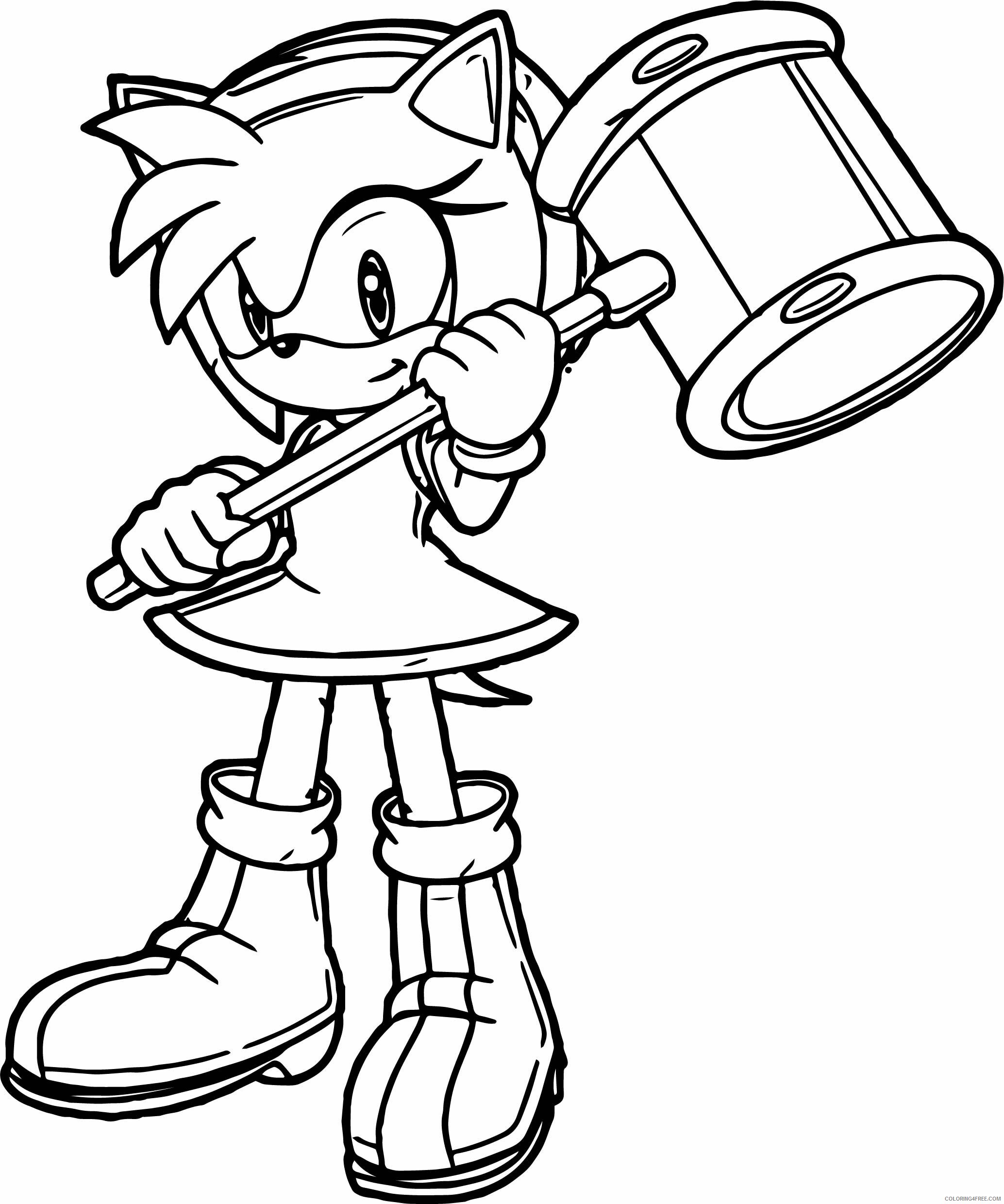 Amy Sonic Coloring Pages Printable Sheets nice Cute Amy Rose Hammer 2021 a 5640 Coloring4free