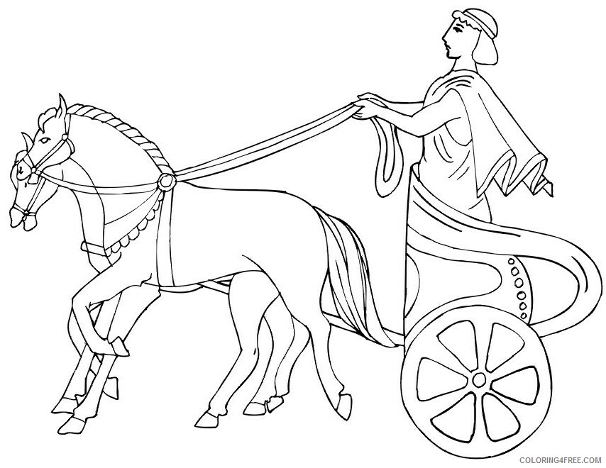 Ancient Greece Coloring Pages Printable Sheets Horse And Chariot Page 2021 a 5869 Coloring4free