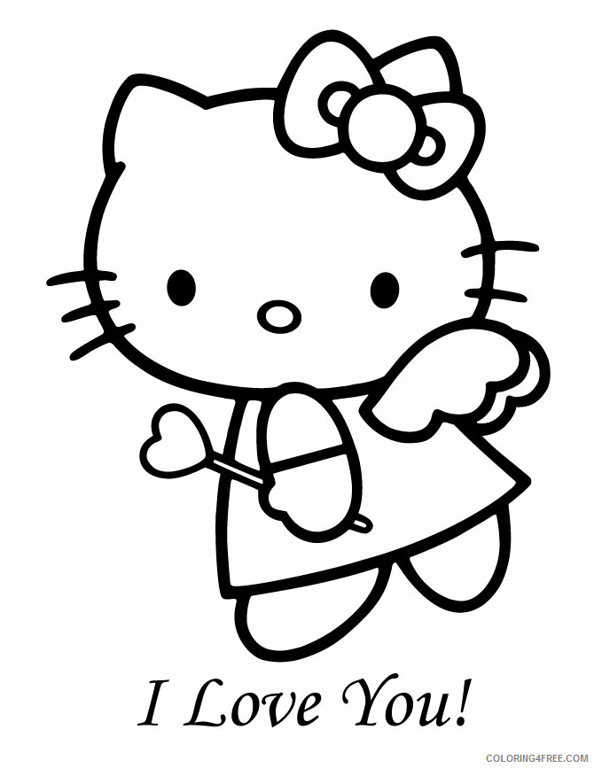 Angel Coloring Book Pages Printable Sheets Hello Kitty Angel Valentine Coloring 2021 a 5980 Coloring4free