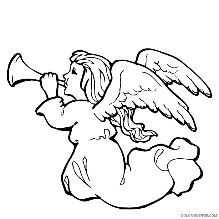 Angel Coloring Printable Sheets Page Christmas angel coloring 2021 a 5950 Coloring4free
