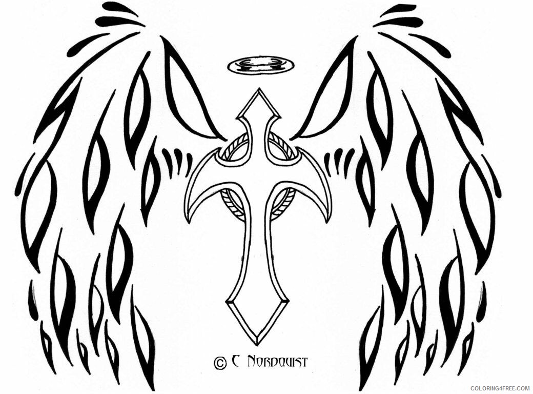 Angel Wing Coloring Page Printable Sheets 12 Pics of Cross With 2021 a 6073 Coloring4free
