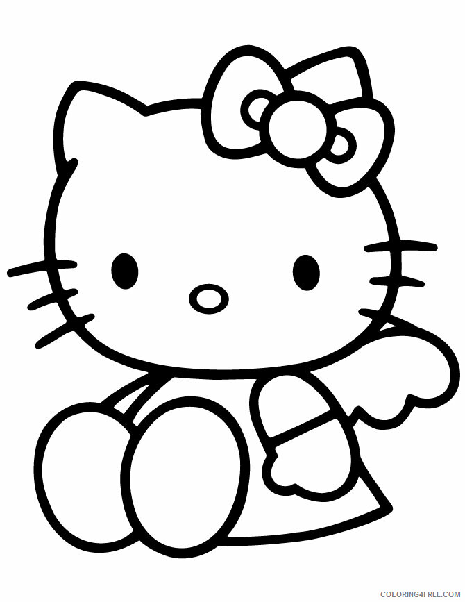 Angel Wings Coloring Pages Printable Sheets Sitting Hello Kitty With Wings 2021 a 6092 Coloring4free