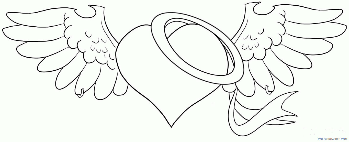 Angel Wings Coloring Pages to Print Printable Sheets Cross With Angel 2021 a 6102 Coloring4free