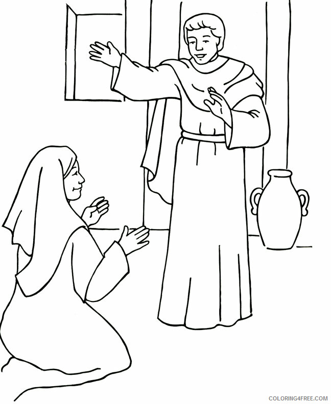 Angel and Mary Coloring Page Printable Sheets An Angel Visits Mary Color 2021 a 5915 Coloring4free
