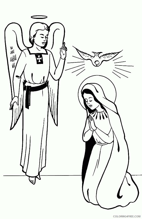 Angel and Mary Coloring Page Printable Sheets Angel Appears to Mary Coloring 2021 a 5917 Coloring4free