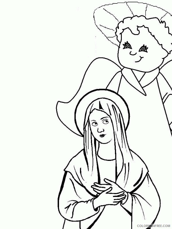 Angel and Mary Coloring Page Printable Sheets Angel Appears to Mary While 2021 a 5919 Coloring4free