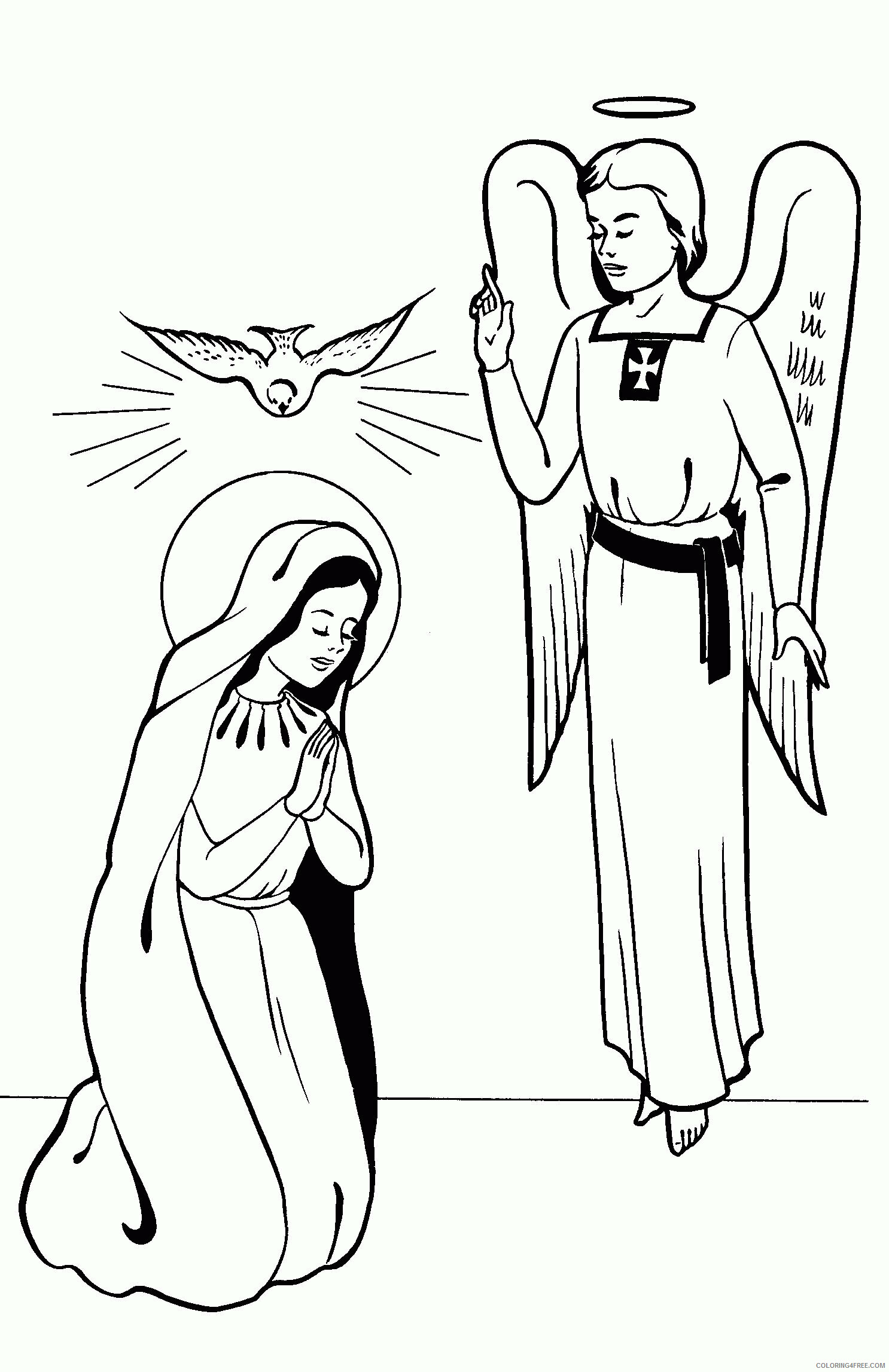 Angel and Mary Coloring Page Printable Sheets Angel Visits Mary Page 2021 a 5922 Coloring4free
