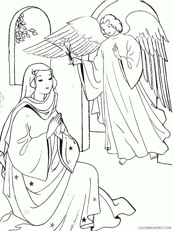 Angel and Mary Coloring Page Printable Sheets Christmas Story of an Angel 2021 a 5923 Coloring4free