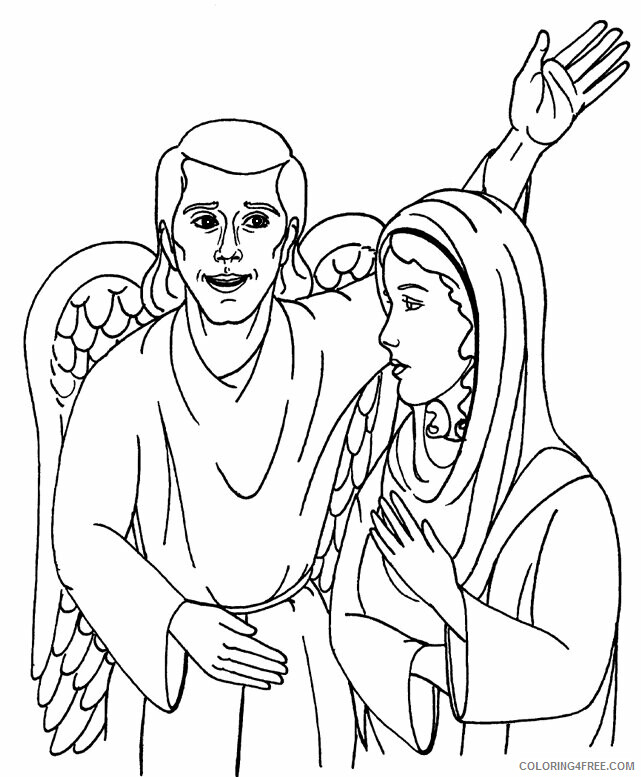 Angel and Mary Coloring Page Printable Sheets Mary and the Angel Gabriel 2021 a 5932 Coloring4free