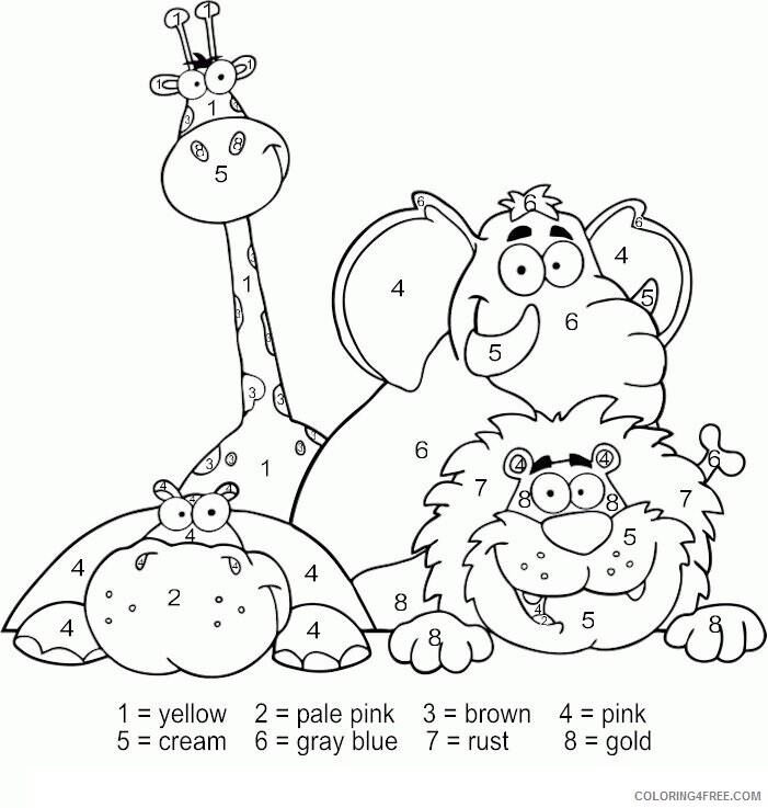 Animal Color By Number Printable Sheets zoo animals color by number 2021 a 0111 Coloring4free