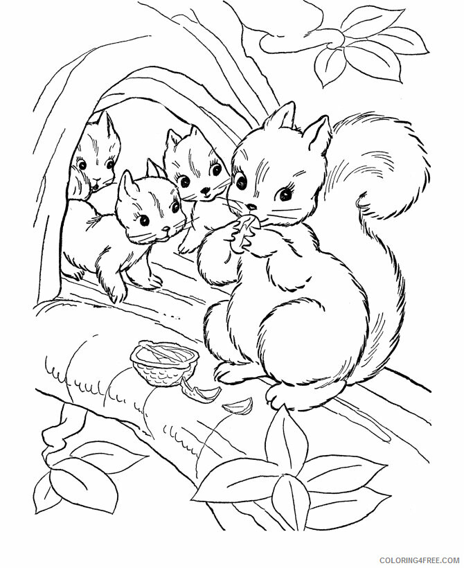 Animal Coloring Pages for Kids Printable Printable Sheets Wild Animal Squirrel 2021 a Coloring4free
