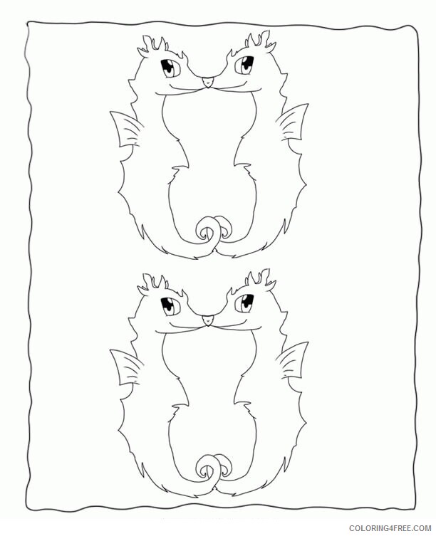 Animal Outline Printable Sheets Cartoon Animals Seahorse 2021 a 0569 Coloring4free