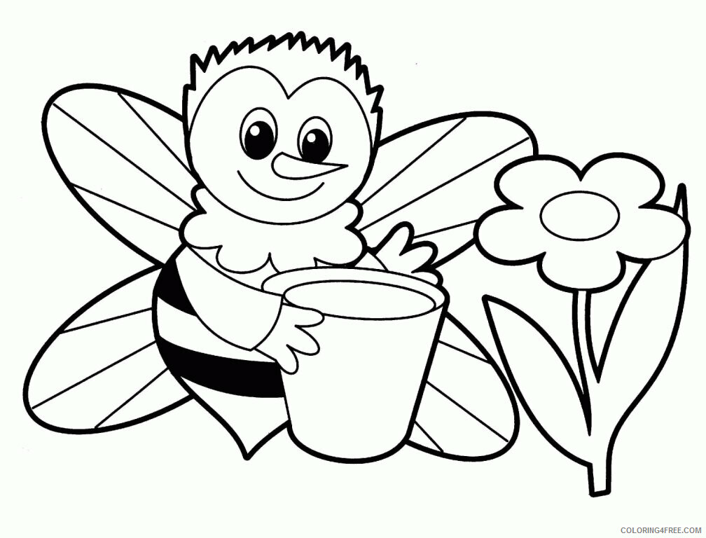 Animals Cartoons Printable Sheets bee animals for 2021 a 0893 Coloring4free