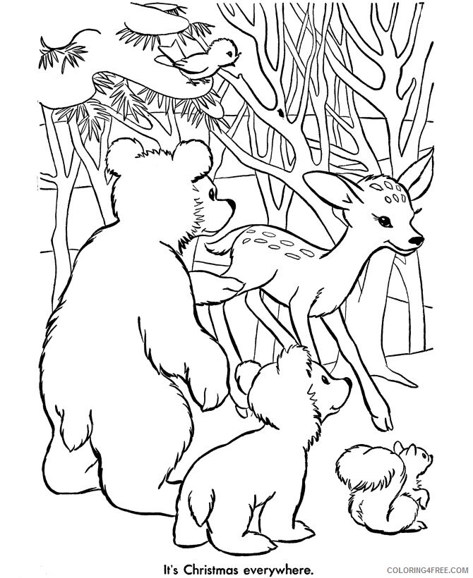Animals Coloring Pages Free Printable Sheets Christmas Animal Fun 2021 a 0972 Coloring4free