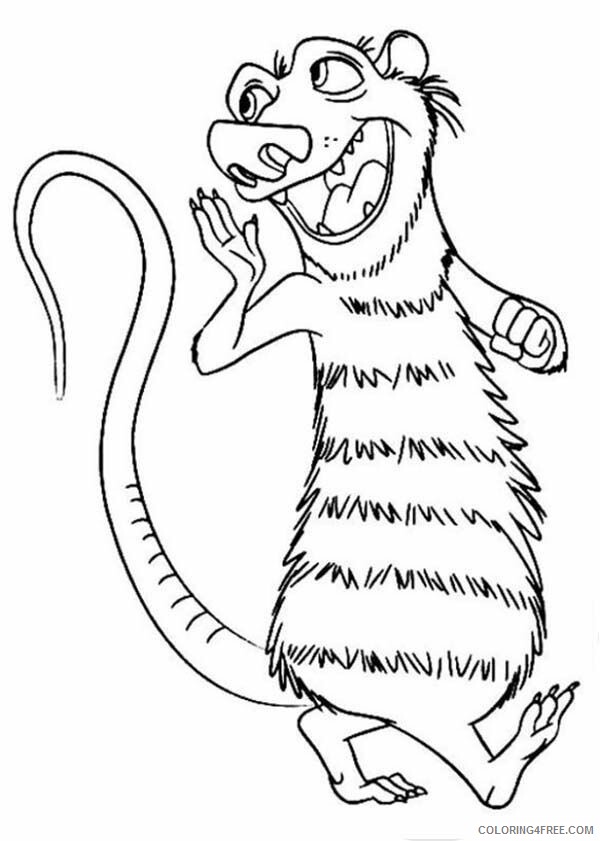 Animals of the Ice Age Coloring Pages Printable Sheets Crash the Opossum is in 2021 a 1057 Coloring4free