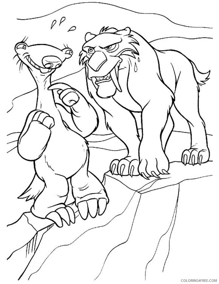 Animals of the Ice Age Coloring Pages Printable Sheets Ice Age Diego angry with 2021 a 1061 Coloring4free