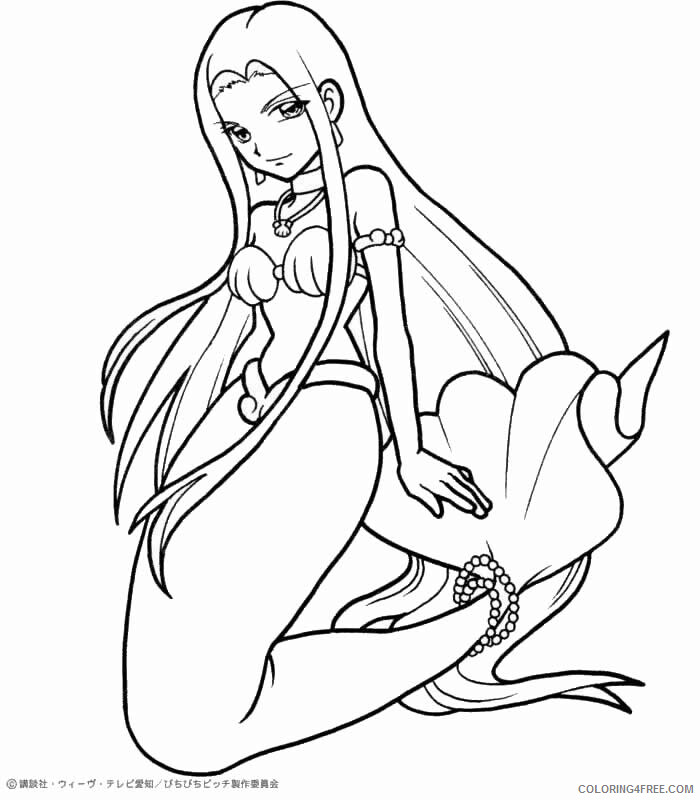 Anime Blue Mermaid Coloring Pages Printable Sheets Blank Of Mermaids 2021 a 1252 Coloring4free