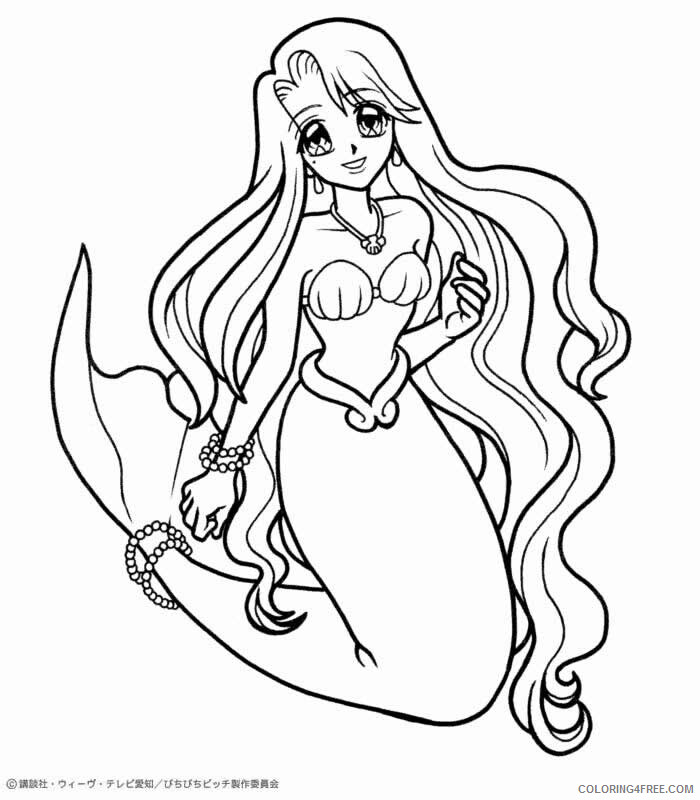 Anime Blue Mermaid Coloring Pages Printable Sheets Blank Of Mermaids 2021 a 1254 Coloring4free
