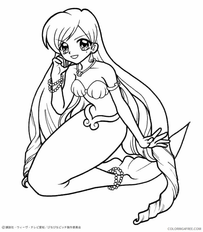 Anime Blue Mermaid Coloring Pages Printable Sheets Blank Of Mermaids 2021 a 1255 Coloring4free