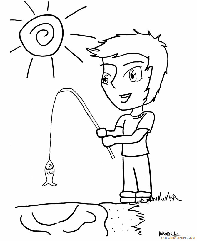 Anime Boy Coloring Pages Printable Sheets Anime Boy Fishing 2021 a 1266 Coloring4free