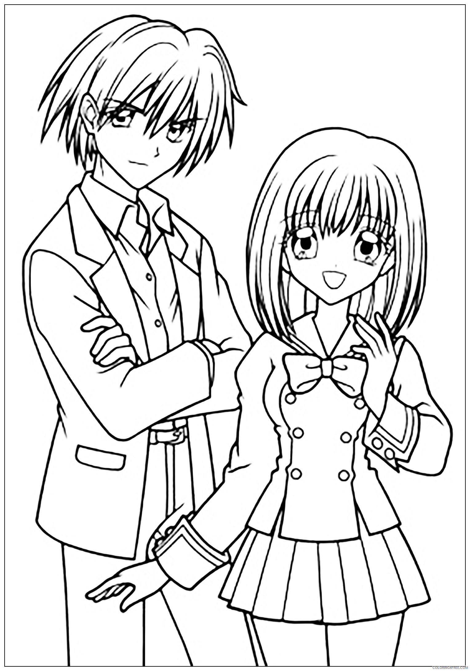 Anime Boys Coloring Pages Printable Sheets Manga drawing boy and girl 2021 a 1288 Coloring4free
