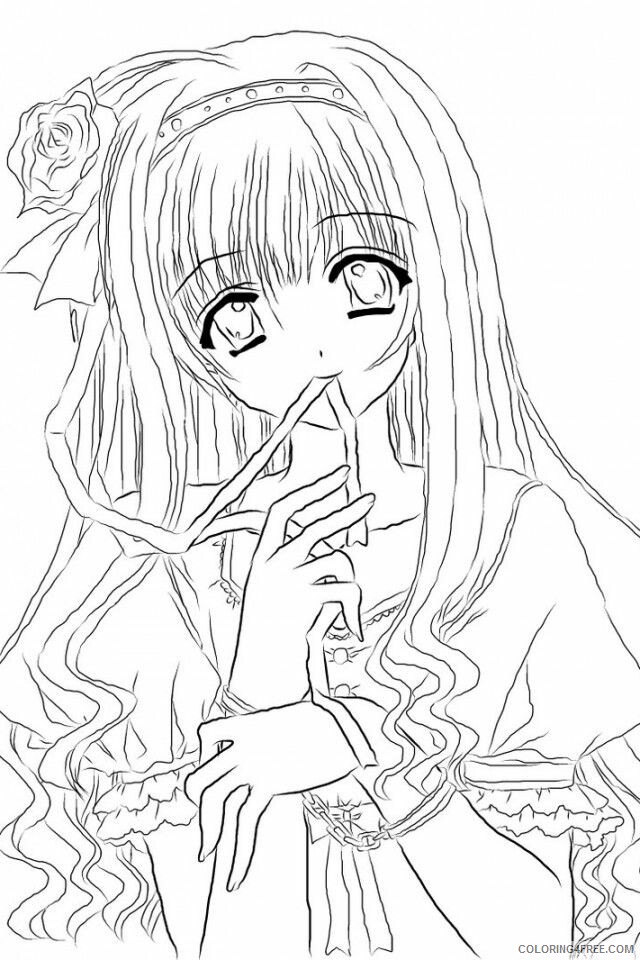 Anime Girl Coloring Pages Printable Sheets sad anime girl dgd Colouring 2021 a 1383 Coloring4free