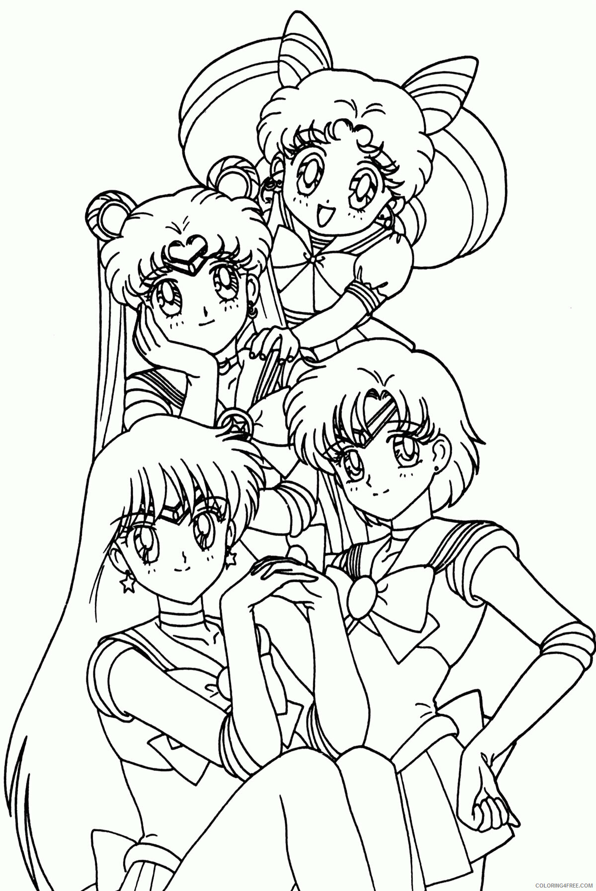 Anime Girls Group Coloring Page Printable Sheets 9 Pics of Anime Group 2021 a 1387 Coloring4free