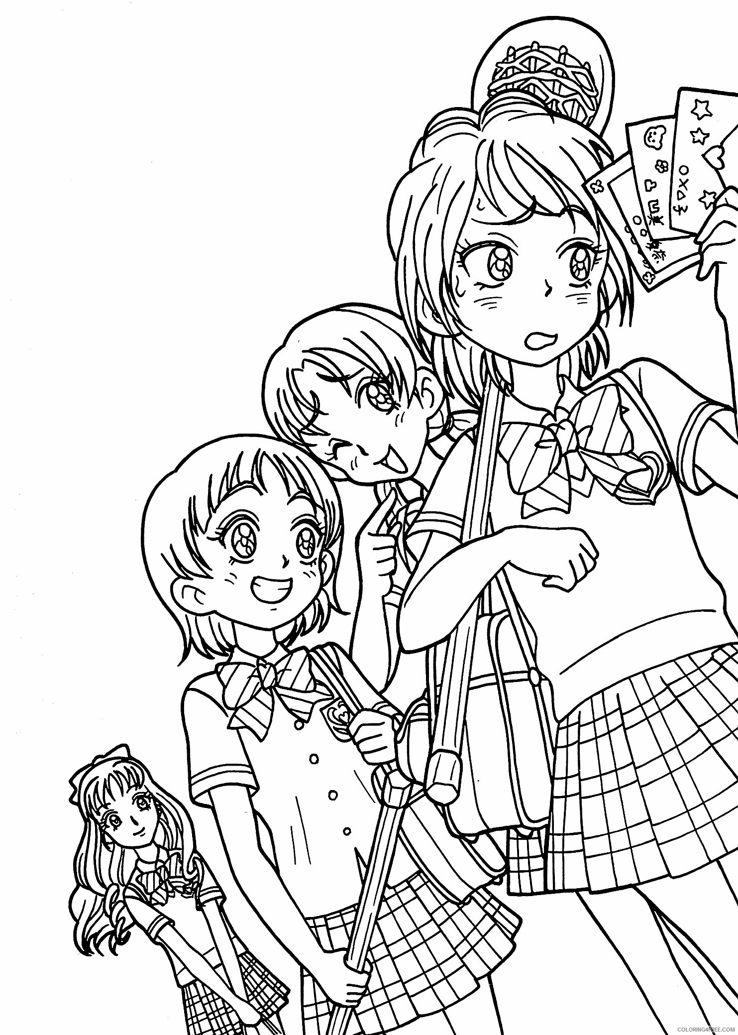 Anime Girls Group Coloring Page Printable Sheets Anime Valentine Girl Pages 2021 a 1394 Coloring4free