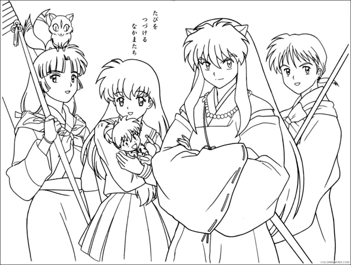 Anime Girls Group Coloring Page Printable Sheets Inuyasha 13 Pictures 2021 a 1397 Coloring4free
