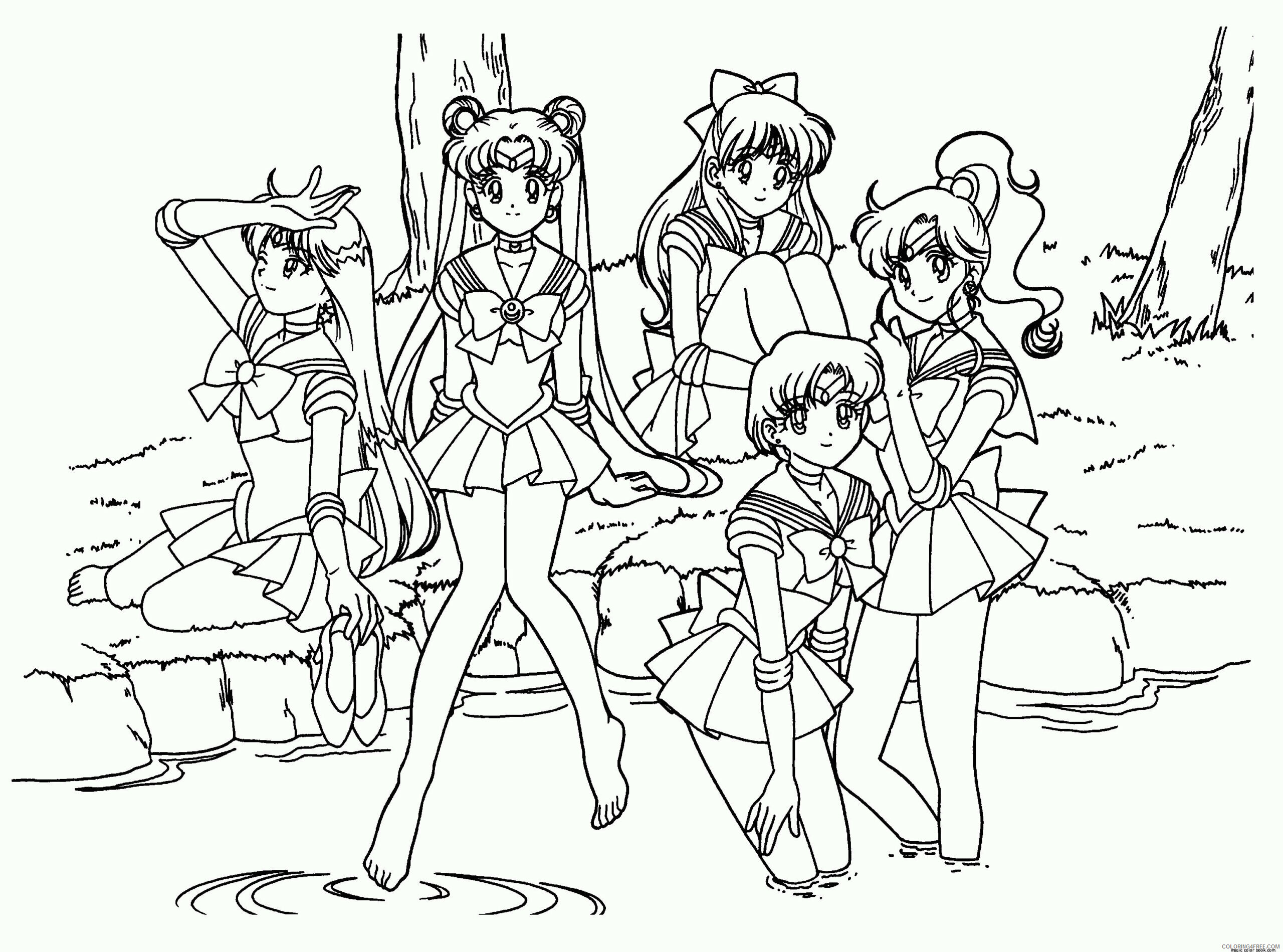 Anime Girls Group Coloring Page Printable Sheets Manga girls sheets 2021 a 1399 Coloring4free