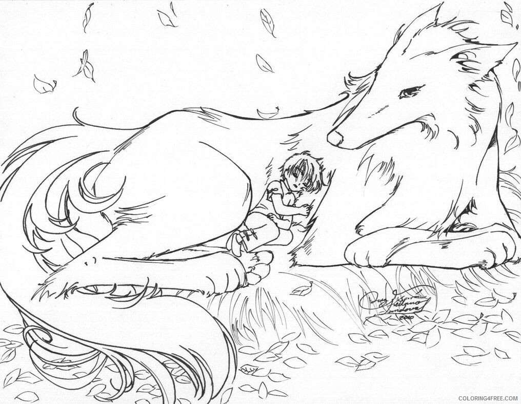 Anime Wolf Pack Coloring Pages Printable Sheets 11 Pics of Winged Wolf 2021 a 1442 Coloring4free