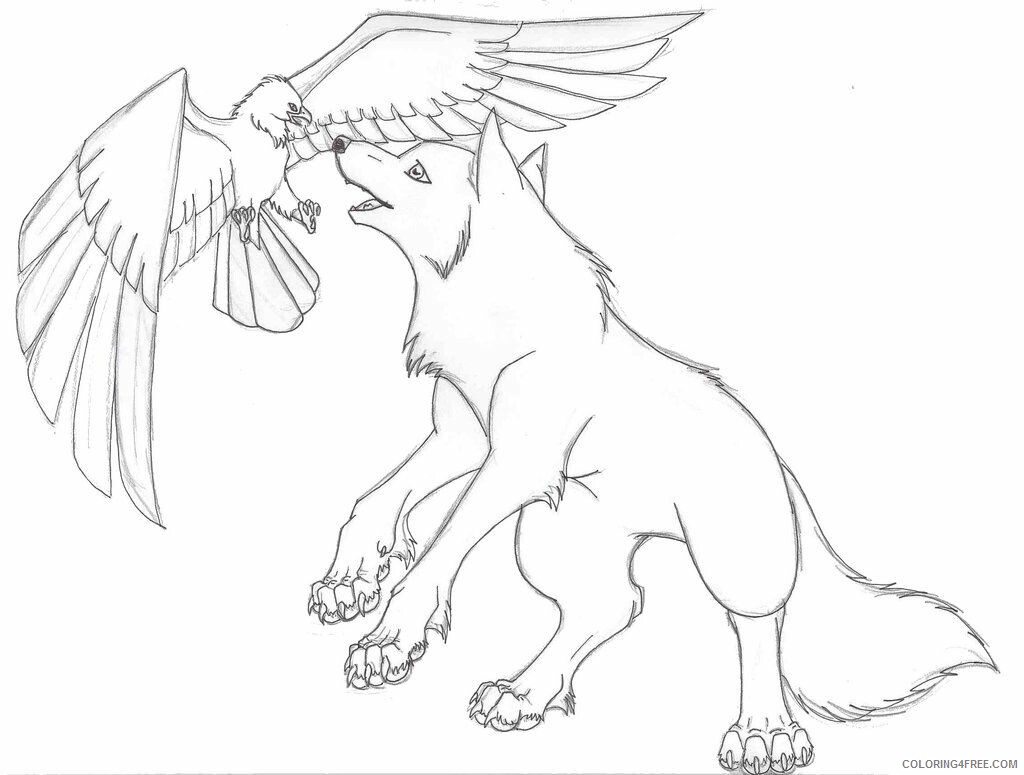 Anime Wolf Pack Coloring Pages Printable Sheets Anime Wolf For 2021 a 1445 Coloring4free