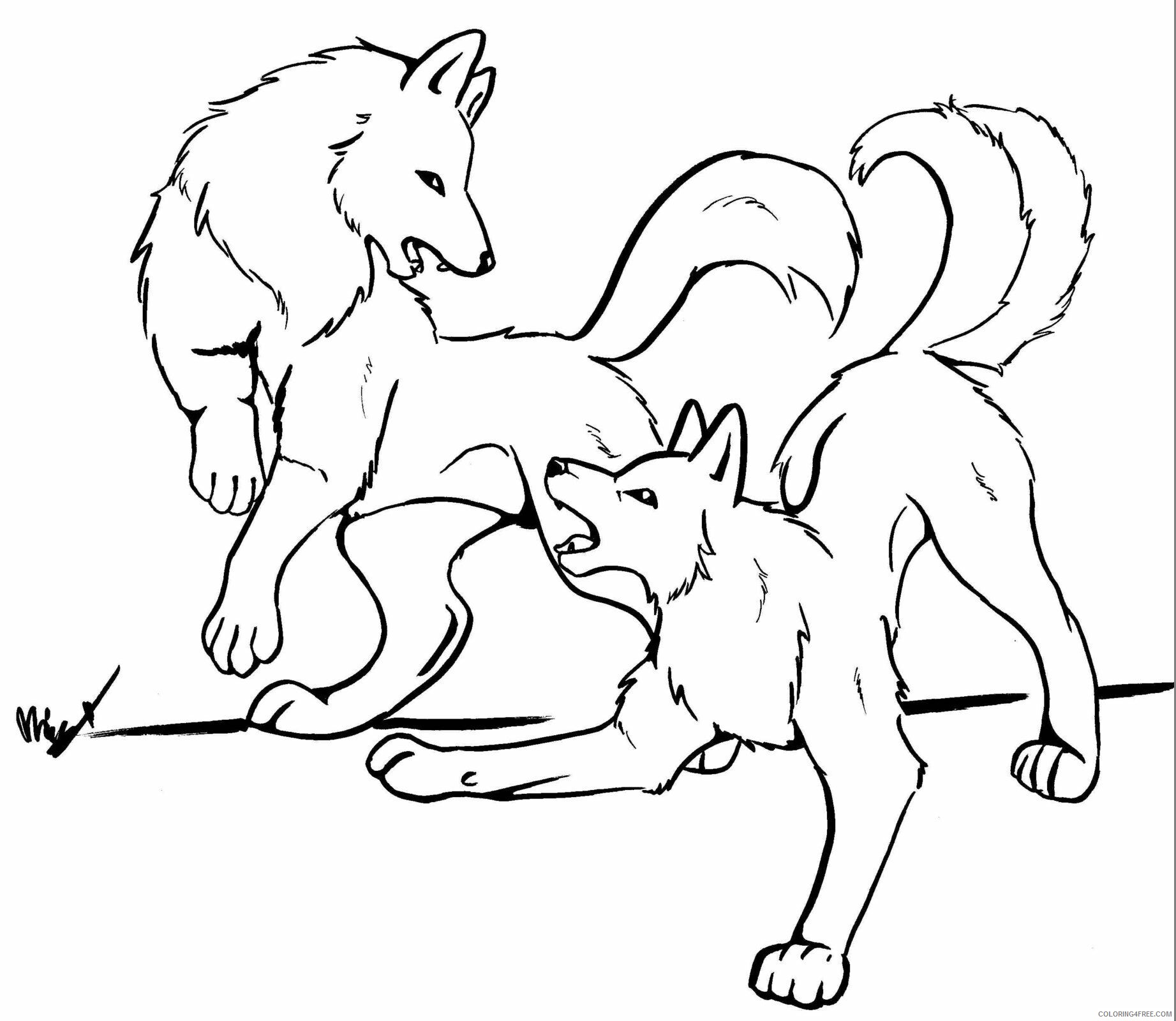 Anime Wolf Pack Coloring Pages Printable Sheets Anime Wolves Fighting Pages 2021 a 1448 Coloring4free