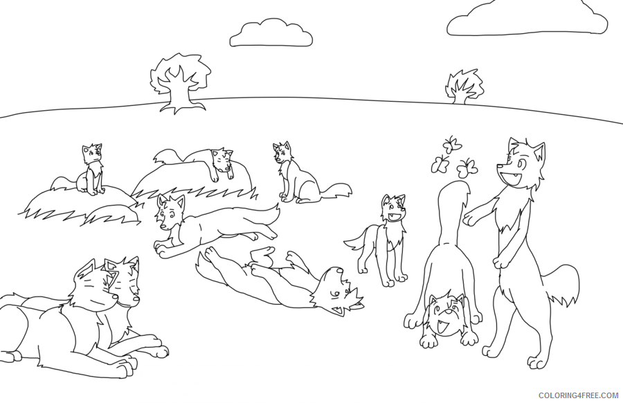 Anime Wolf Pack Coloring Pages Printable Sheets Printable Wolf Pack Pages 2021 a 1455 Coloring4free