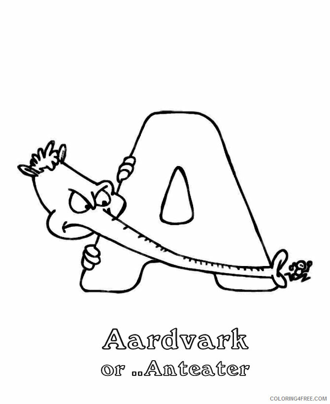 Anteater Image Printable Sheets ABC Sheets Cartoon Animal 2021 a 1637 Coloring4free