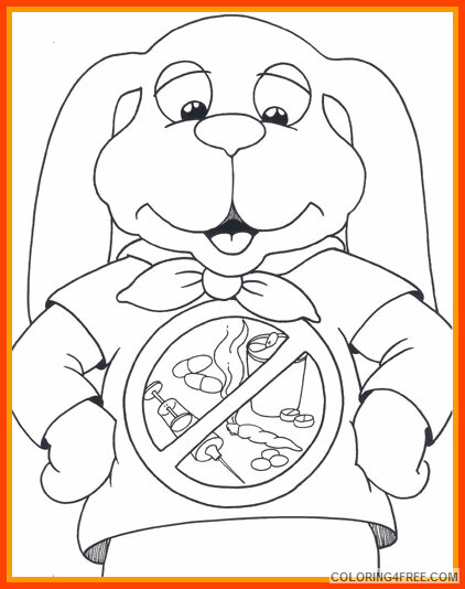 Anti Drug Coloring Pages Printable Sheets Bunny wearing no drugs shirt 2021 a 1683 Coloring4free