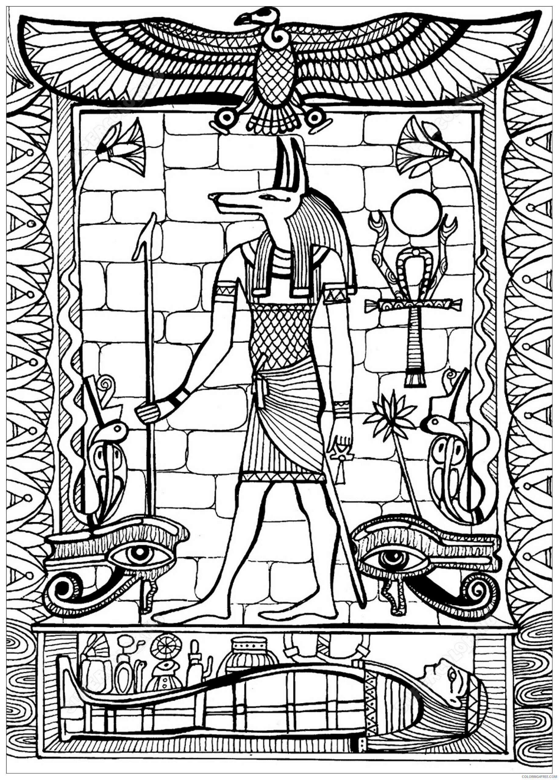 Anubis Coloring Pages Printable Sheets Anubis God of Ancient Egypt 2021 a 1710 Coloring4free