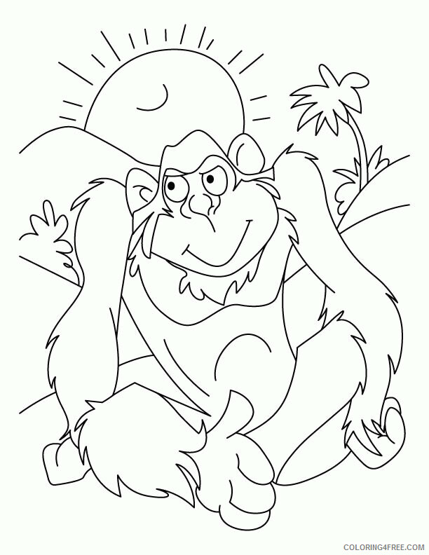 Ape Coloring Page Gorilla Printable Sheets Ape enjoying sunbath pages 2021 a 1730 Coloring4free