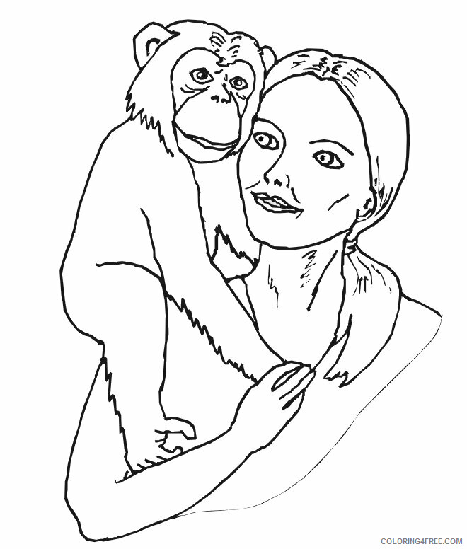 Ape Coloring Page Gorilla Printable Sheets Chimpanzee Page Chimpanzee With 2021 a 1733 Coloring4free