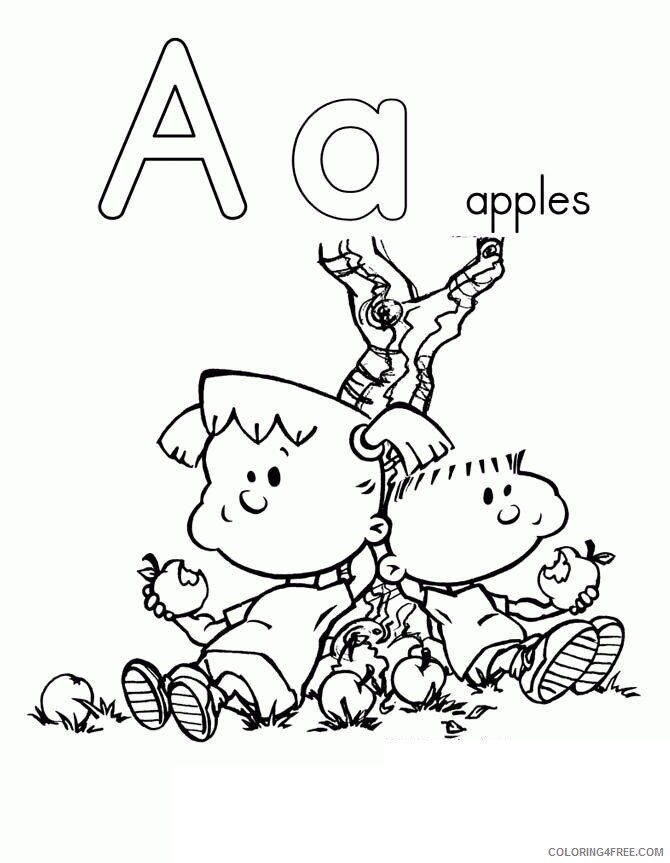 Apple Color Pages Printable Sheets Free Alphabet A Pages 2021 a 1879 Coloring4free