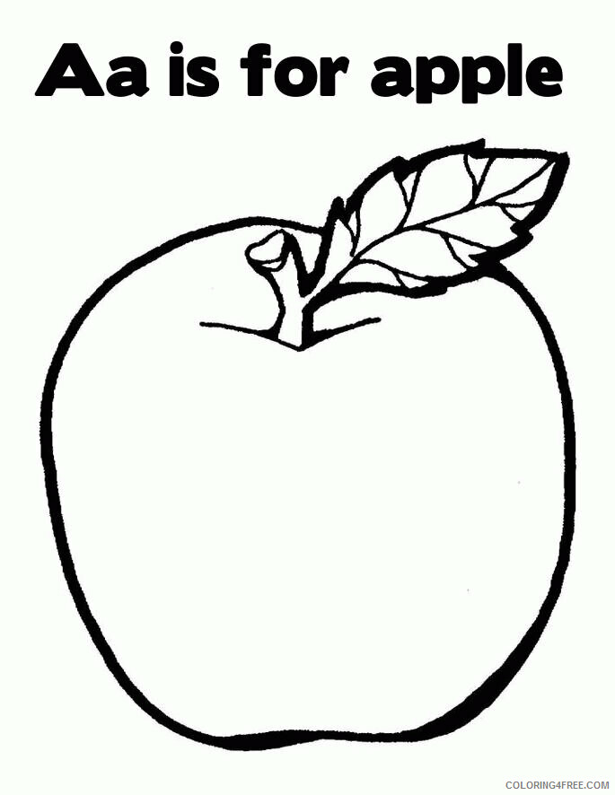 Apple Color Printable Sheets A is For Apple Coloring 2021 a 1847 Coloring4free