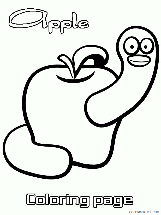 Apple Coloring Pages for Kids Printable Sheets Apple and Caterpillars Page 2021 a 1904 Coloring4free