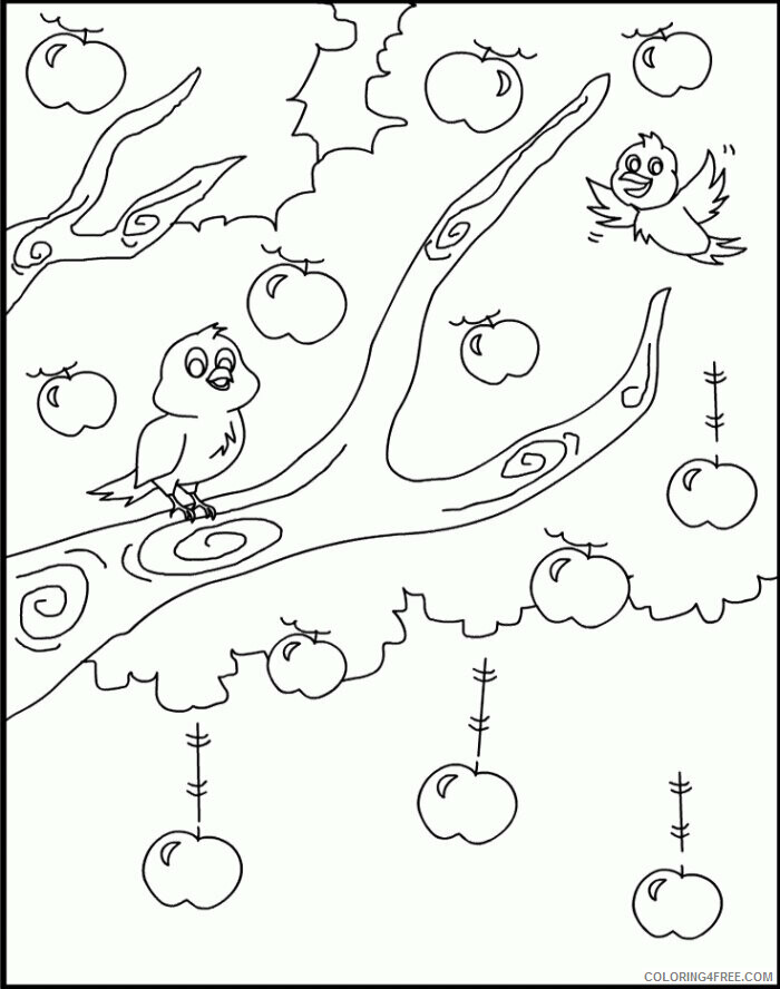 Apple Tree Coloring Sheet Printable Sheets Apple Tree With Bird Coloring 2021 a 2047 Coloring4free