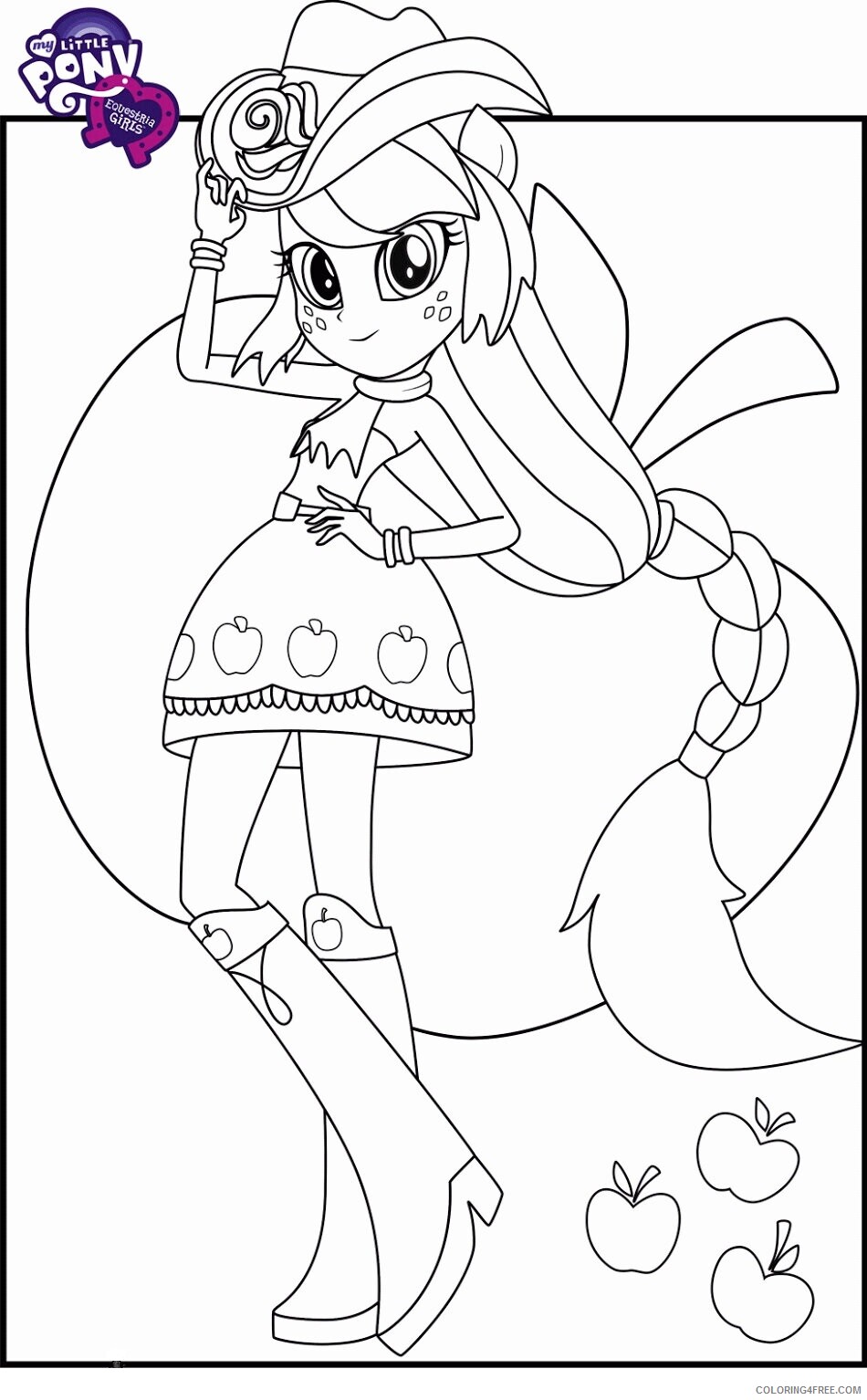 Applejack My Little Pony Coloring Page Printable Sheets Pony Equestria Girls 2021 a 2114 Coloring4free