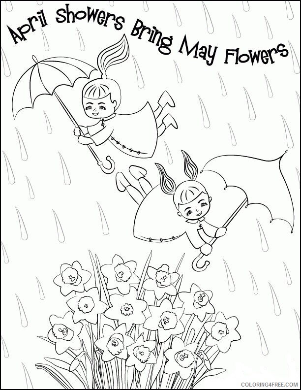 April Showers Bring May Flowers Coloring Pages Printable Sheets april showers 2021 a 2204 Coloring4free