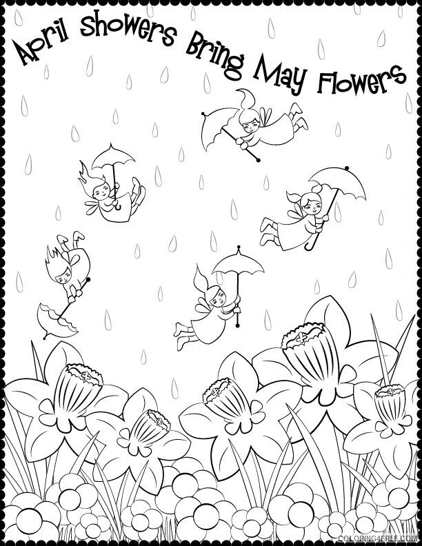 April Showers Bring May Flowers Coloring Pages Printable Sheets april showers 2021 a 2205 Coloring4free
