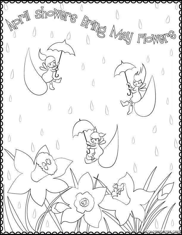 April Showers Bring May Flowers Coloring Pages Printable Sheets april showers 2021 a 2206 Coloring4free